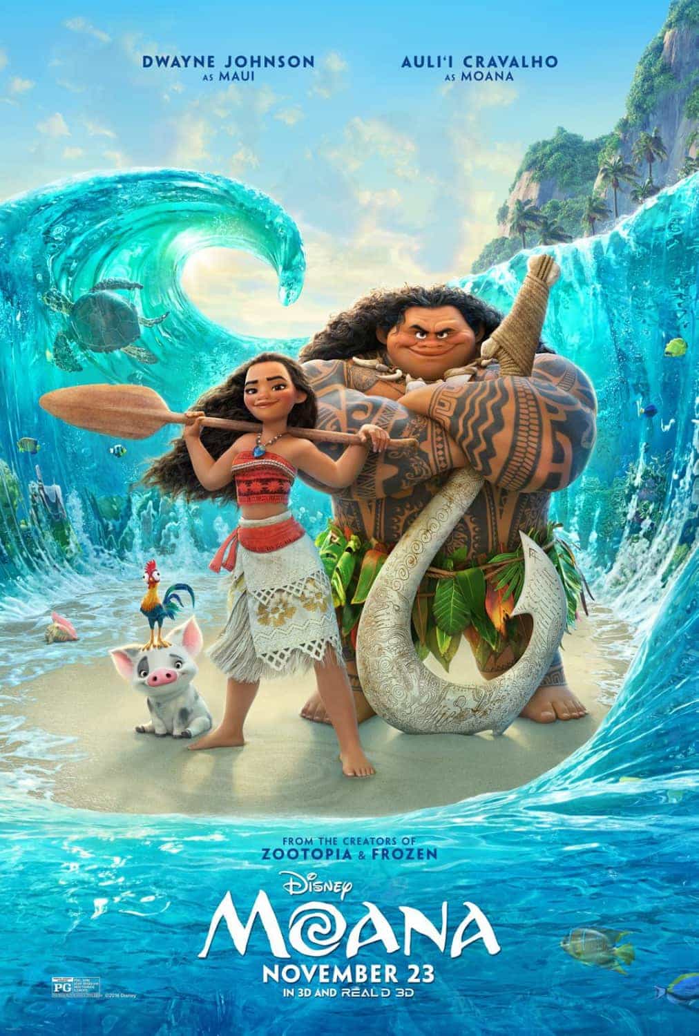 US Box Office Weekend 25th November 2016:  Thanksgiving weekend has Moana from Disney topping with $55 million