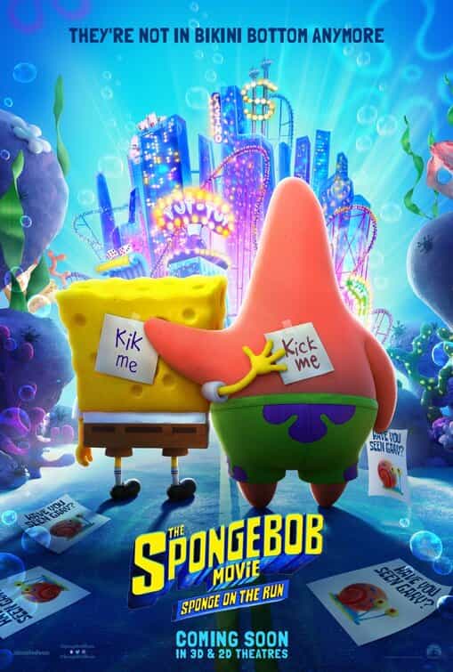 US Box Office Weekend Report 14th - 16th August 2020:  Spongebob Squarepants hits the top of the North American box office on its debut weekend
